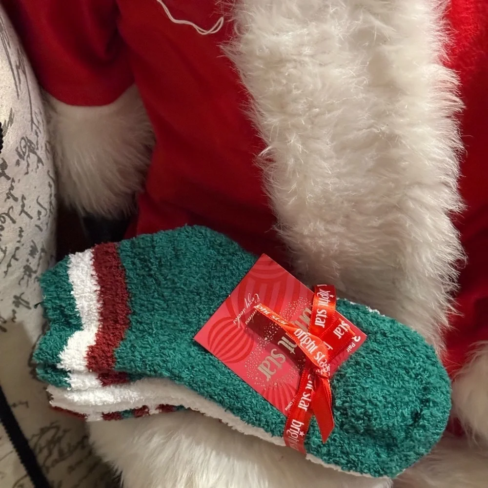 Cozy Striped Holiday Fuzzy Socks NWT